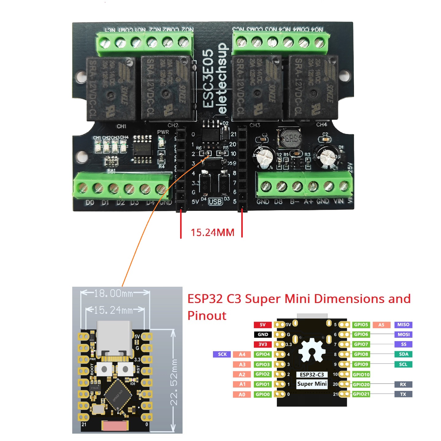Промышленная релейная плата ES – обзор и цена Esp32 C3